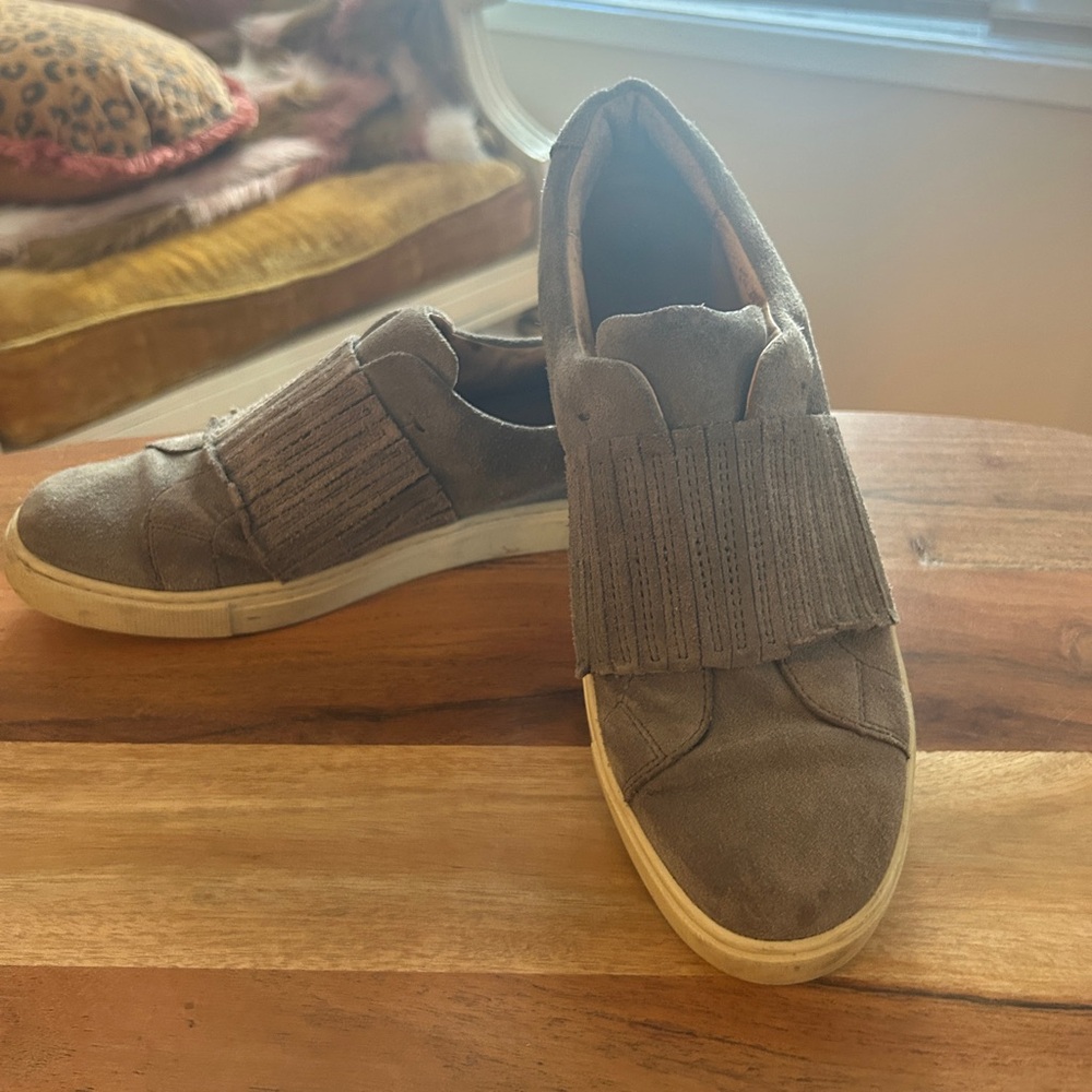 Frye Grey suede and leather slip-on sneakers